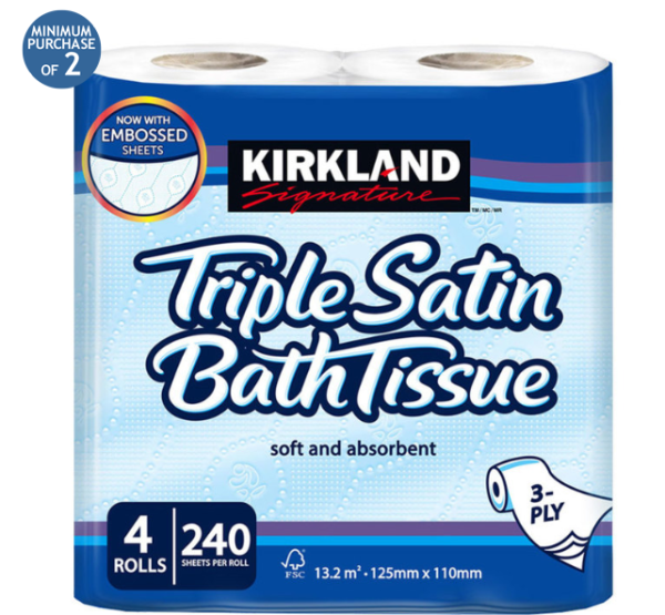 2 x Kirkland Signature Triple Satin Toilet Tissue, 40 Rolls (10 x 4 Pack)